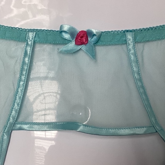 *NWOT* Vintage Agent Provocateur Mesh Lingerie Set - Ice Blue with Pink Rosettes - Picture 4 of 16